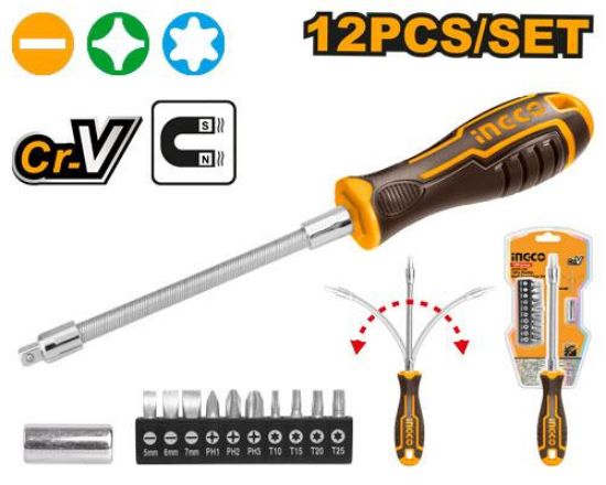 INGCO AKSDFL1208 12PCS Flexible Screwdriver Set