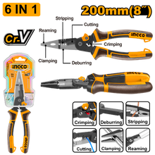 6-in-1 Multi-Purpose Long Nose Industrial Pliers – INGCO HMFLNP28200