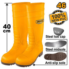 INGCO SSH092S1P.46 – Size 46 Black Rubber Safety Boots with Steel Toe Protection