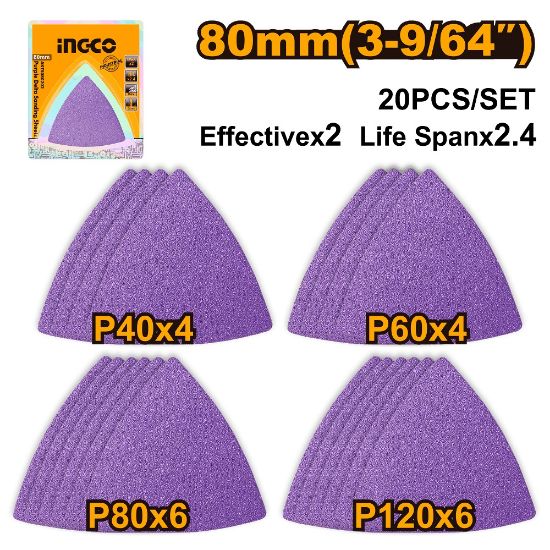 INGCO AKTS080202 20PCS Triangular Sanding Sheets