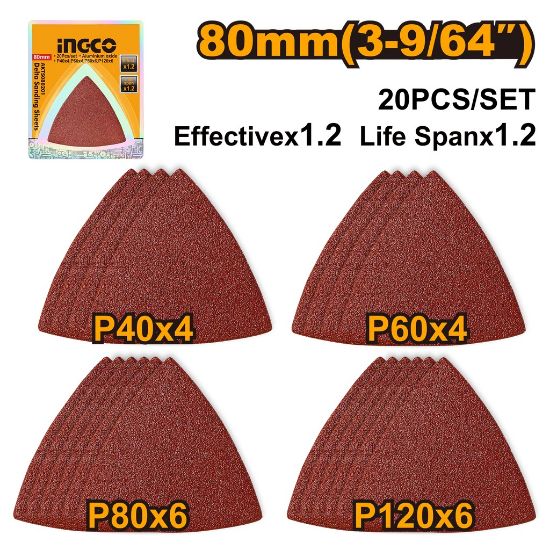 INGCO AKTS080201 20PCS Triangular Sanding Sheets