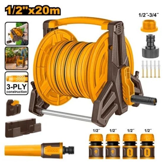 INGCO HHR20124 - Garden Hose Reel with Water Nozzle and Accessories
