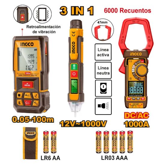 3-in-1 Laser Measure, Clamp Meter & Electronic Screwdriver Set – INGCO HLDD241202