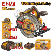 INGCO CSLI4218511 – 42V Cordless Brushless Circular Saw, with 1 Battery & Charger