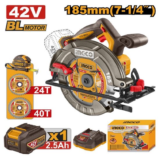 INGCO CSLI4218511 – 42V Cordless Brushless Circular Saw, with 1 Battery & Charger