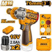 INGCO APLI1676 – 16V Cordless Polisher 76mm, Brushless Motor, Batteries + Charger