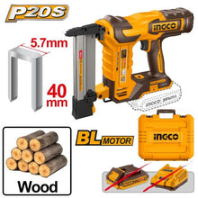 INGCO CCSNLI6005 – 20V Cordless Wood Nailer Combo Set with Battery and Box