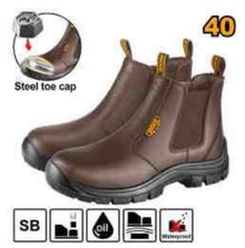 INGCO SSH08SB.40 – Brown Leather High-Cut Safety Shoes with Steel Toe Protection