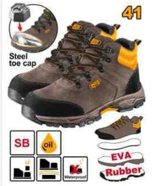 INGCO SSH11SB.41 – Brown Velvet Safety Work Boots with Metal Toe Protection